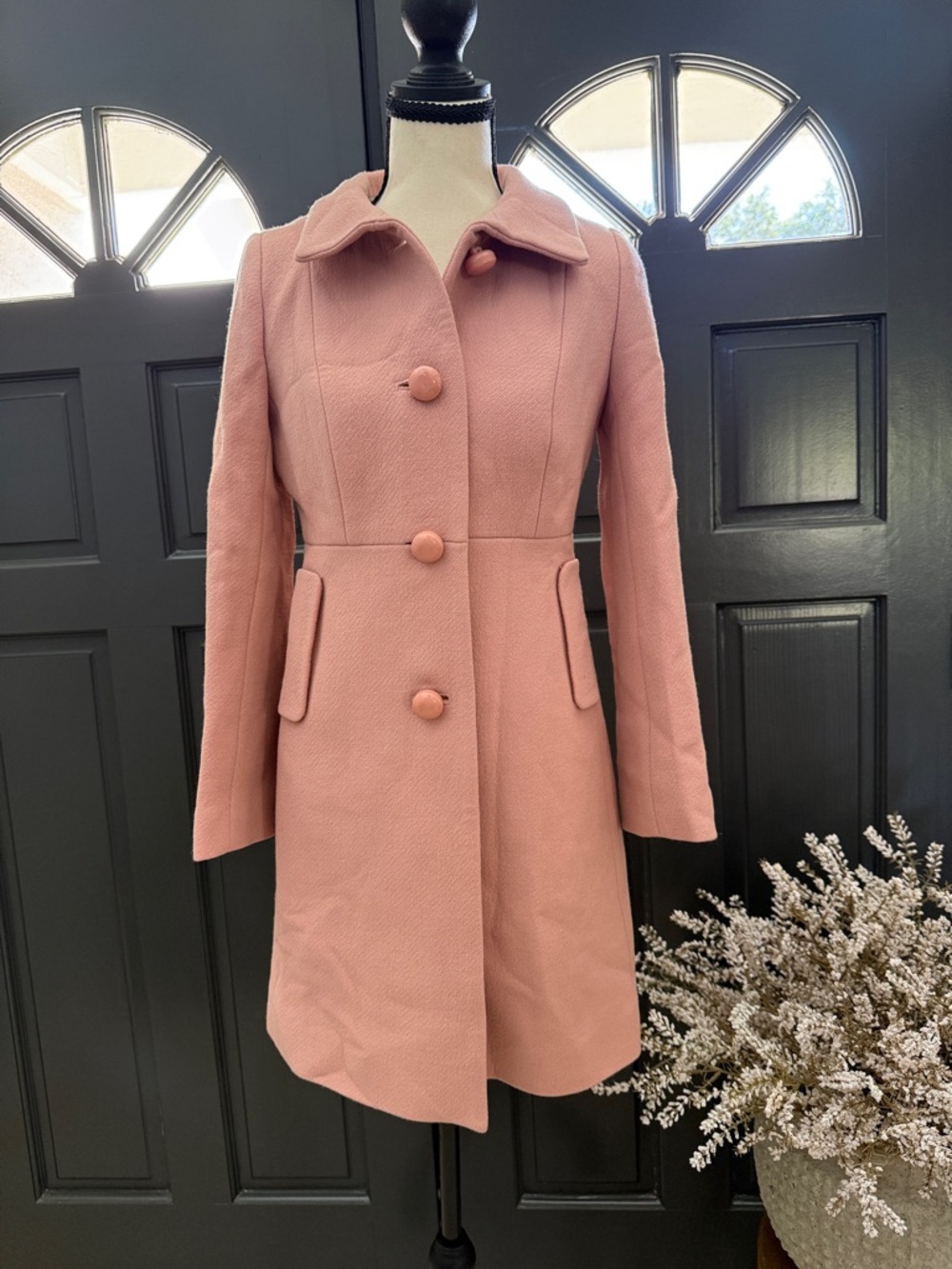 J. Crew Rose Pink Single-Breasted Wool Peacoat